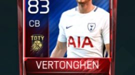 Jan Vertonghen 83 OVR Fifa Mobile TOTY Player