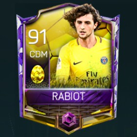 Adrien Rabiot 91 OVR Fifa Mobile 18 Yellow Easter Master Player