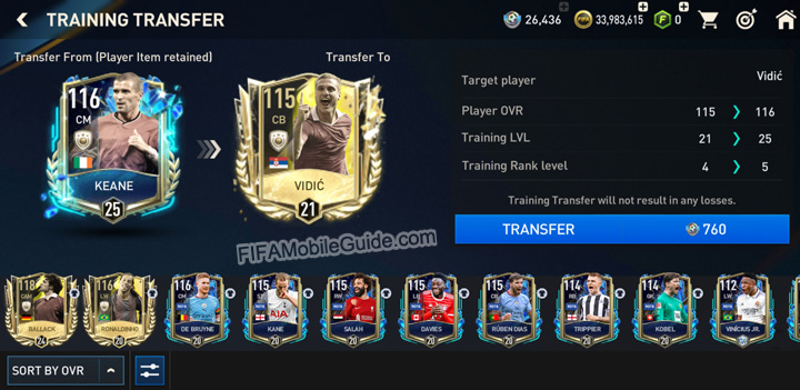 FIFA Mobile Training Transfer