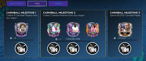 FIFA Mobile 21 Carniball Milestones