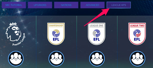 FIFA Mobile League Kits Tab