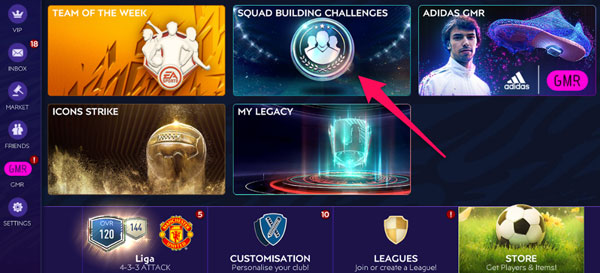 FIFA Mobile SBC Event Menu