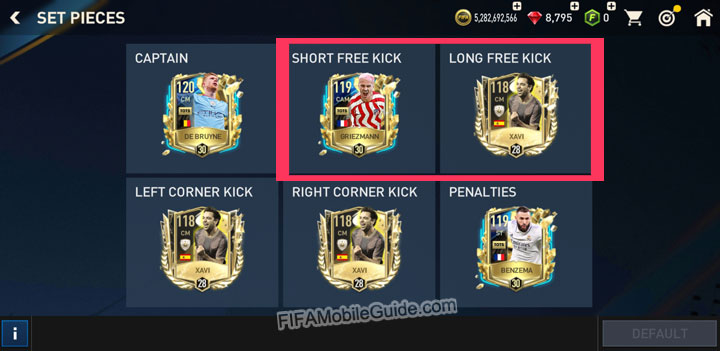 FIFA Mobile 23 Free Kick Menu