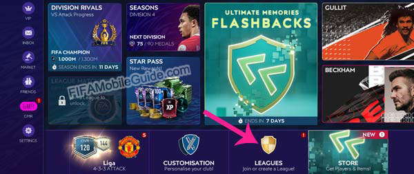 FIFA Mobile Leagues Menu