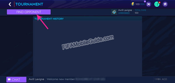 Find an opponent in FIFA Mobile League Tournament