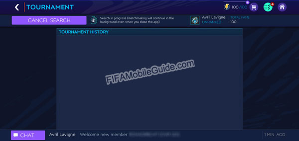 Searching Opponent in FIFA Mobile League Tournament