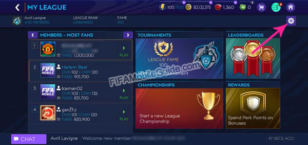 FIFA Mobile League Settings