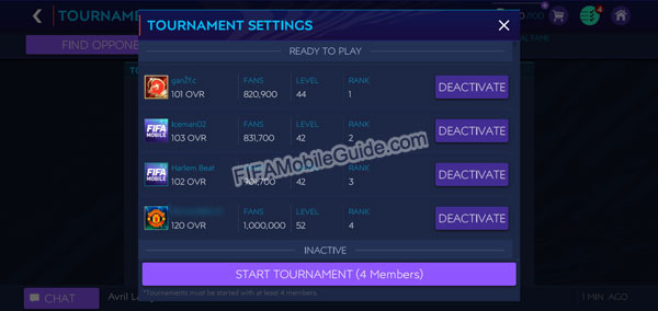 FIFA Mobile Tournament Settings