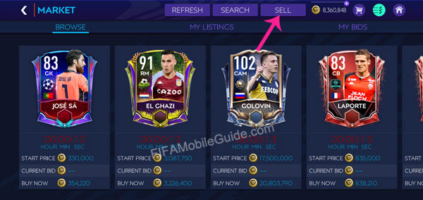 How to Sell Players in the Market (Step 1)