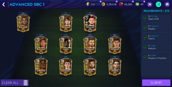 FIFA Mobile 21 Advanced SBC 1 Solution for Mane