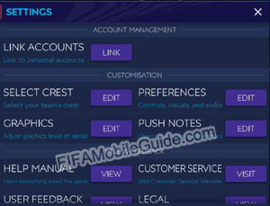 Settings Preferences in FIFA Mobile