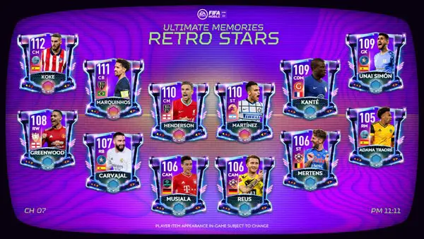 FIFA Mobile 21 Ultimate Memories: Retro Stars Players