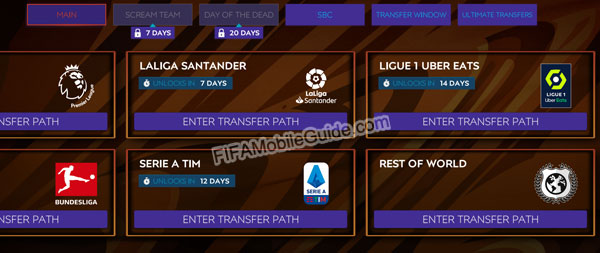 FIFA Mobile 21 Fall Festival League Transfer Paths