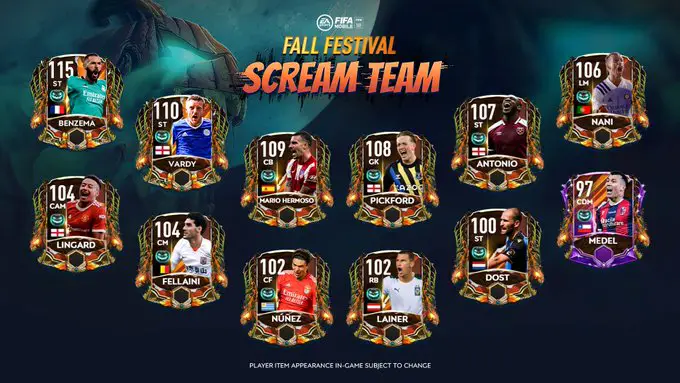 FIFA Mobile 21 Fall Festival Scream Team Players
