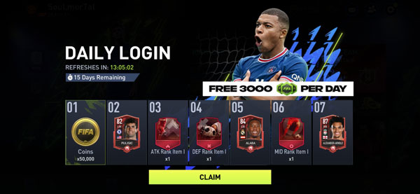 FIFA Mobile 22 Beta Daily Login