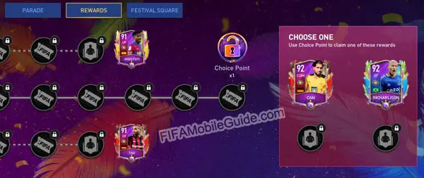 FIFA Mobile 22 Carniball Path and Choice Point in the Rewards Chapter