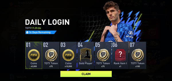 FIFA Mobile 22 TOTY Daily Login