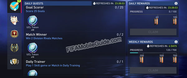 FIFA Mobile 22: UEFA Champions League (UCL) Daily Quests