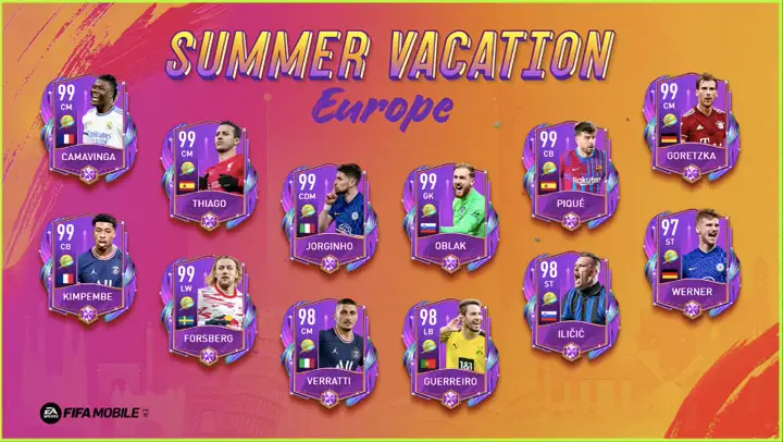 FIFA Mobile 22 Summer Vacation: Europe Players