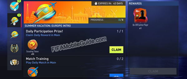 FIFA Mobile 22 Summer Vacation: Europe Quests