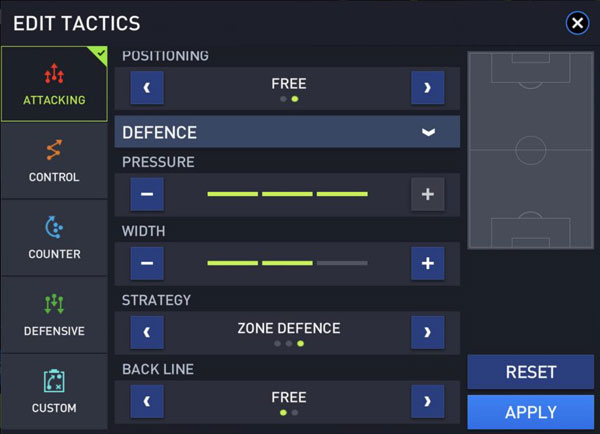 FIFA Mobile: Manager Mode Options: Defence
