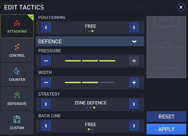 FIFA Mobile: Manager Mode Options: Defence