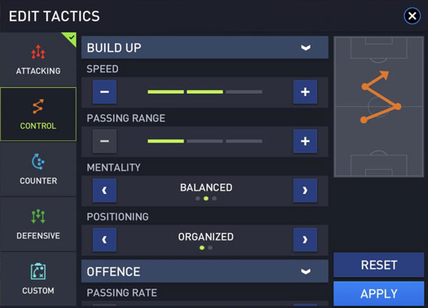 FIFA Mobile: Manager Mode Tactics: Control