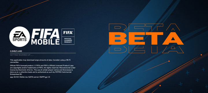 FIFA Mobile 22-23 Limited Beta Opening Screen