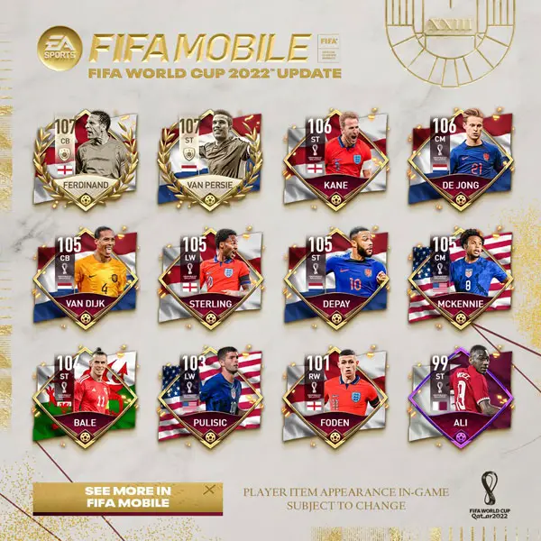 FIFA Mobile World Cup 2022 Featured Players
