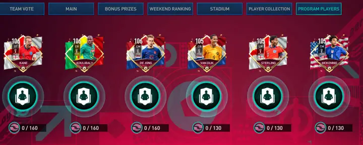 FIFA Mobile World Cup 2022 Program Players