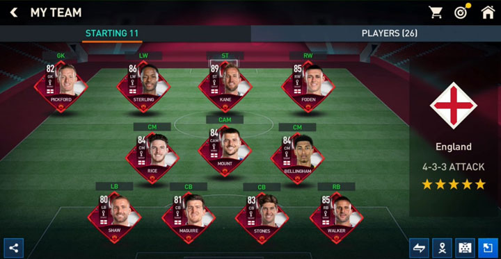 FIFA Mobile World Cup 2022 Tournament: England National Team