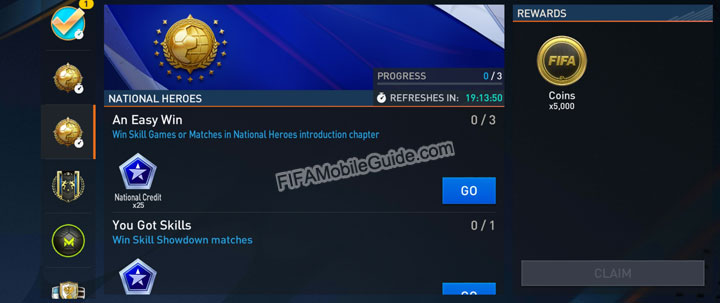 FIFA Mobile 22 National Heroes Daily Quests