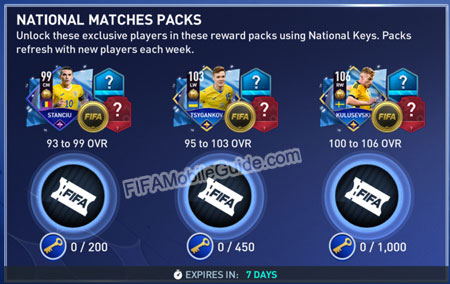 FIFA Mobile 22 National Heroes National Matches Packs