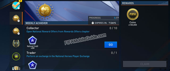 FIFA Mobile 22 National Heroes Weekly Quests