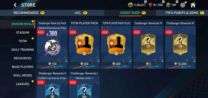 FIFA Mobile 23 Division Rivals Store Offers