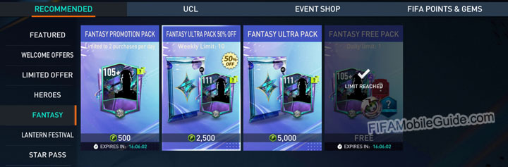 FIFA Mobile Fantasy 23 Store Packs