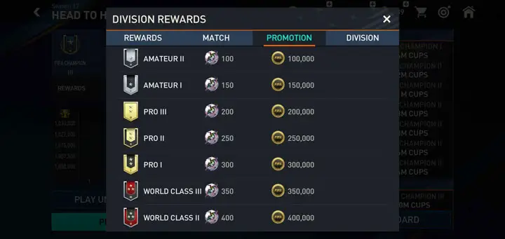 FIFA Mobile 23 H2H Promotion Rewards