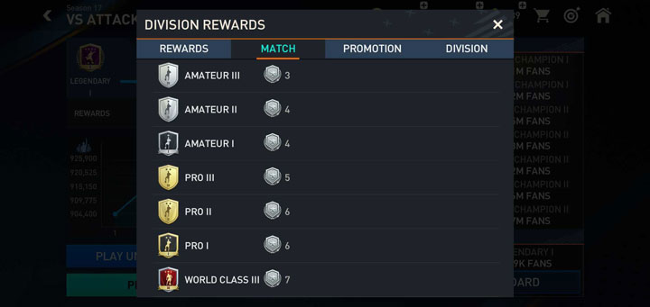 FIFA Mobile 23 VSA Match Rewards