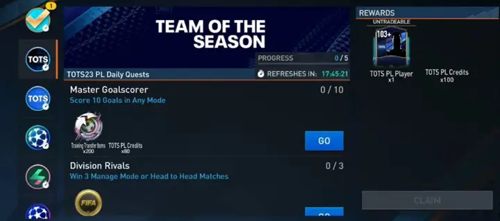 FIFA Mobile 23 TOTS EPL Daily Quests