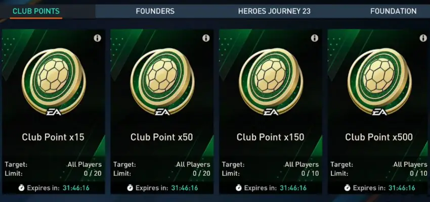 FIFA Mobile 23 Founders: Exchanges Club Points