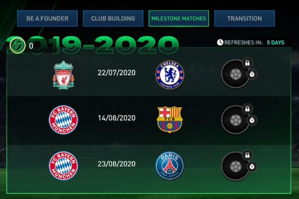 FIFA Mobile 23 Founders: Milestone Matches 2019 - 2020