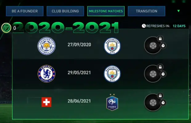 FIFA Mobile 23 Founders: Milestone Matches 2020 - 2021