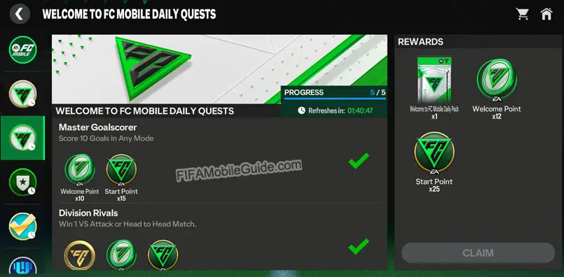 EA Sports FC Mobile 24: Welcome to FC Mobile Daily Quests