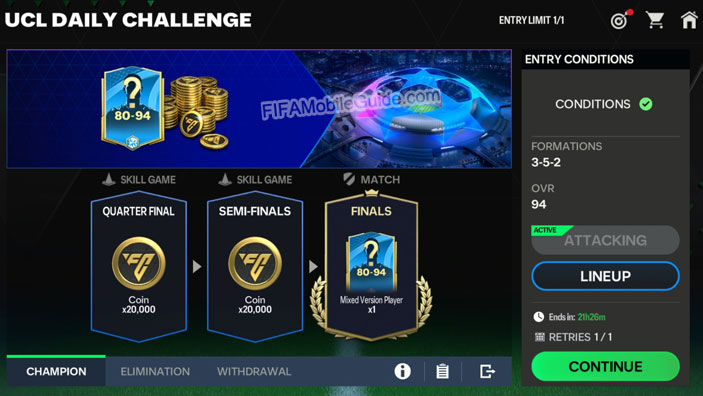 EAS FC Mobile 24 UCL Daily Challenge