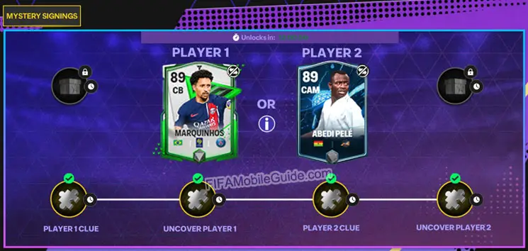 FC Mobile 24 Mystery Player Week/Batch 7: an 89 OVR CB Marquinhos (Welcome to FC Mobile) and an 89 CAM Abedi Pele (Heroes)