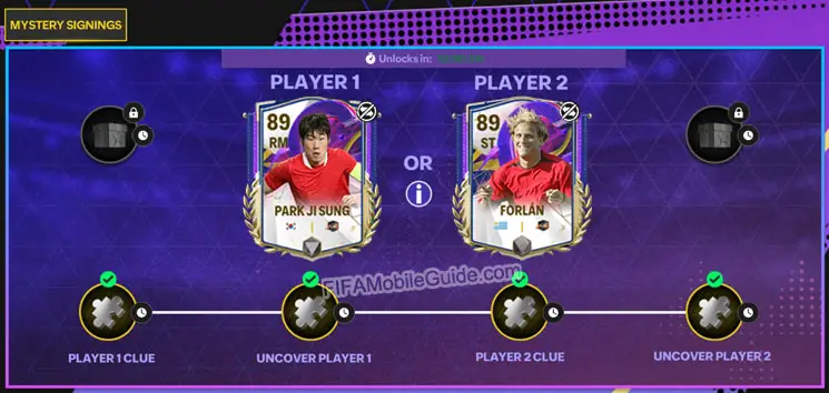 FC Mobile 24 Mystery Player Week/Batch 8: an 89 OVR RM Park Ji Sung (Captains) and an 89 ST Diego Forland (Captains)