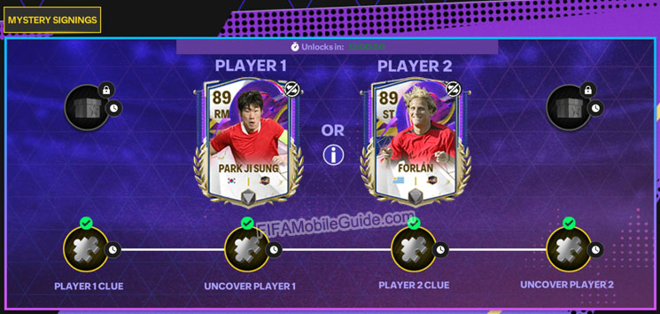 FC Mobile 24 Mystery Player Week/Batch 8: an 89 OVR RM Park Ji Sung (Captains) and an 89 ST Diego Forland (Captains)