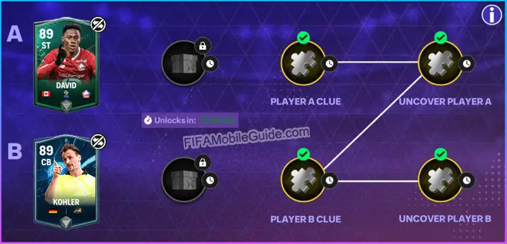 FC Mobile 24 Mystery Player Week/Batch 13: an 89 OVR ST David (Winter Wildcards) and an 89 CB Kohler (Heroes)
