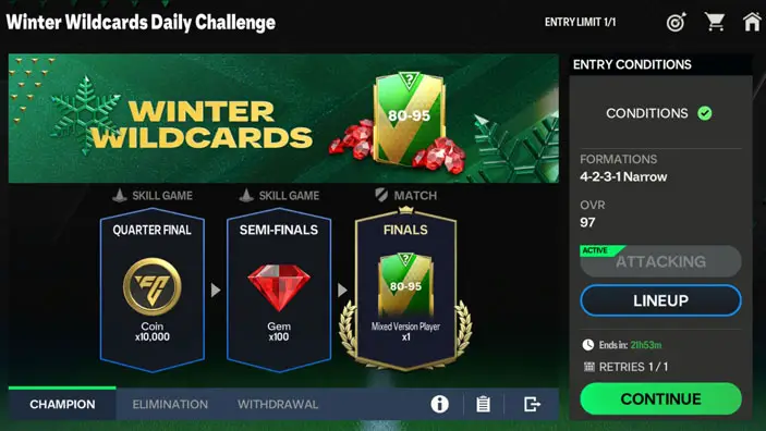 EA Sports FC Mobile 24: Winter Wildcards Daily Exchange