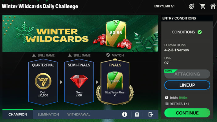 EA Sports FC Mobile 24: Winter Wildcards Daily Exchange